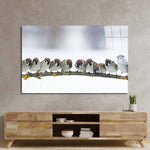 Sparrows Sitting on a Branch Glass Wall Art - CreoGlass E-Shop