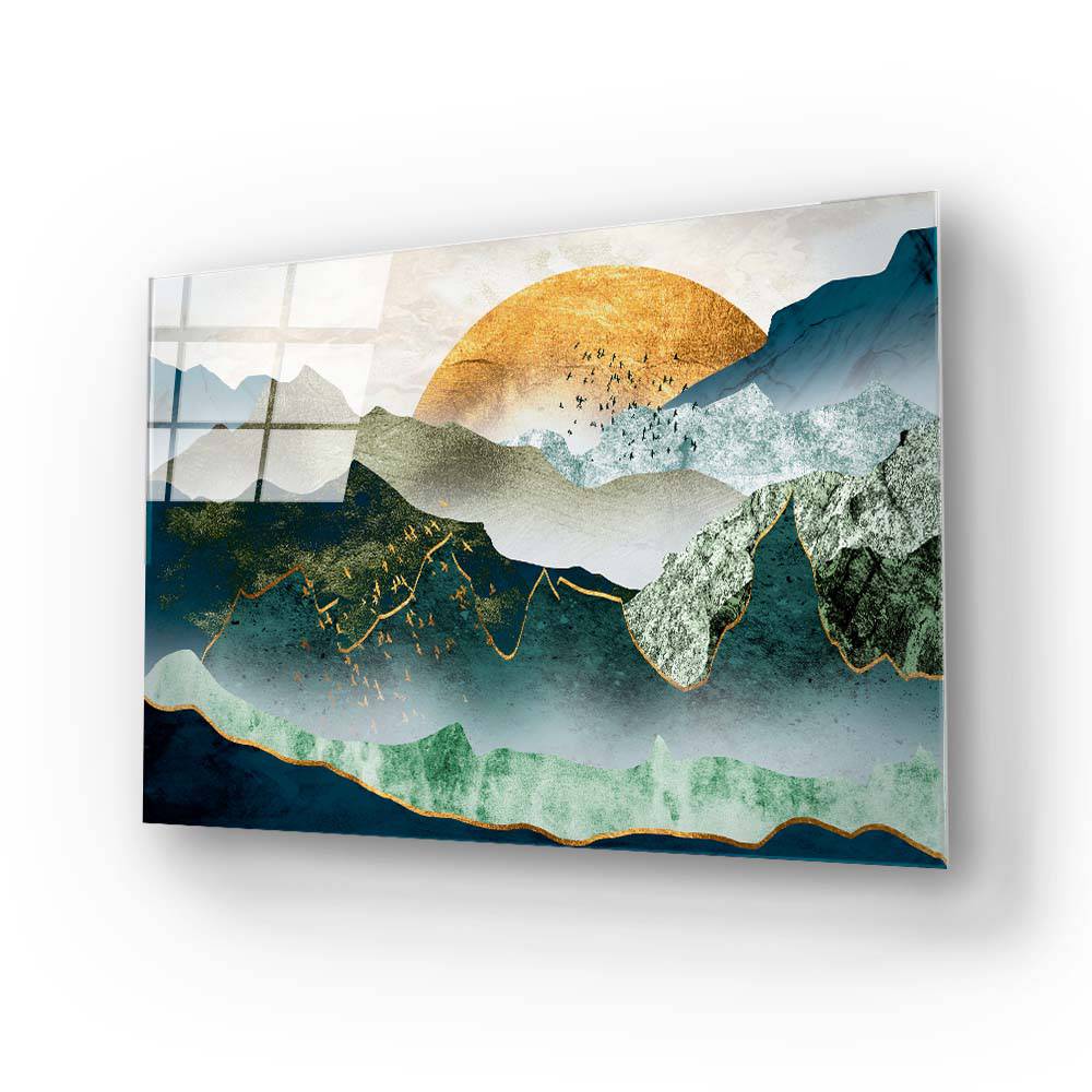 Stylised Sunset Cut-out Illustration Glass Wall Art - CreoGlass E-Shop