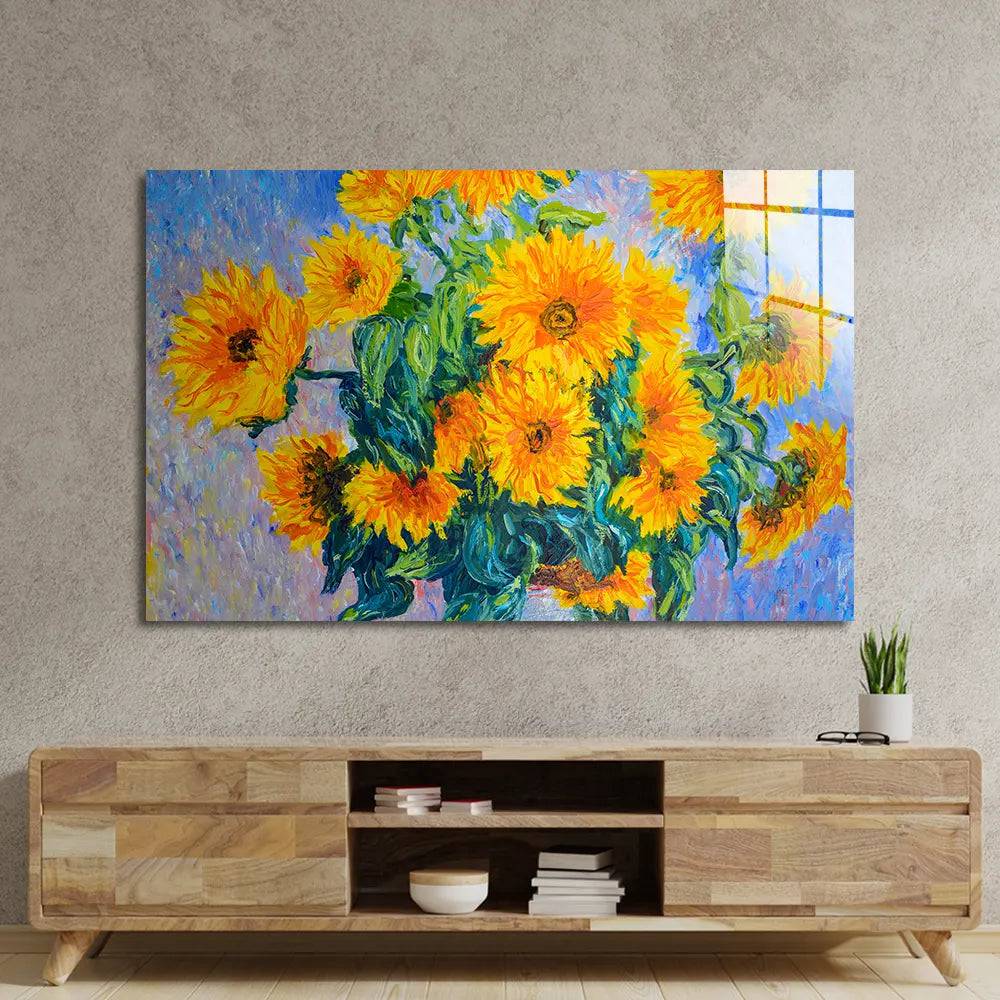 Sunflowers C Monet Glass Wall Art - CreoGlass E-Shop