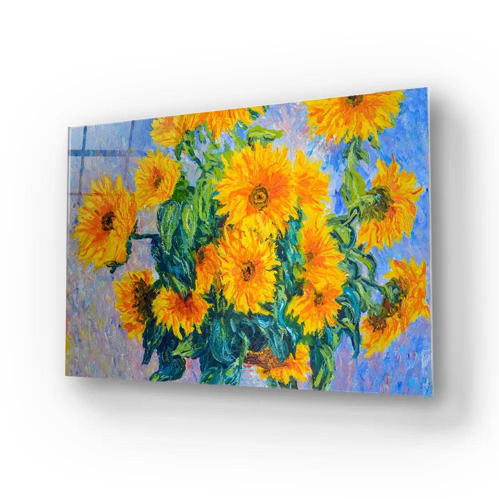 Sunflowers C Monet Glass Wall Art - CreoGlass E-Shop