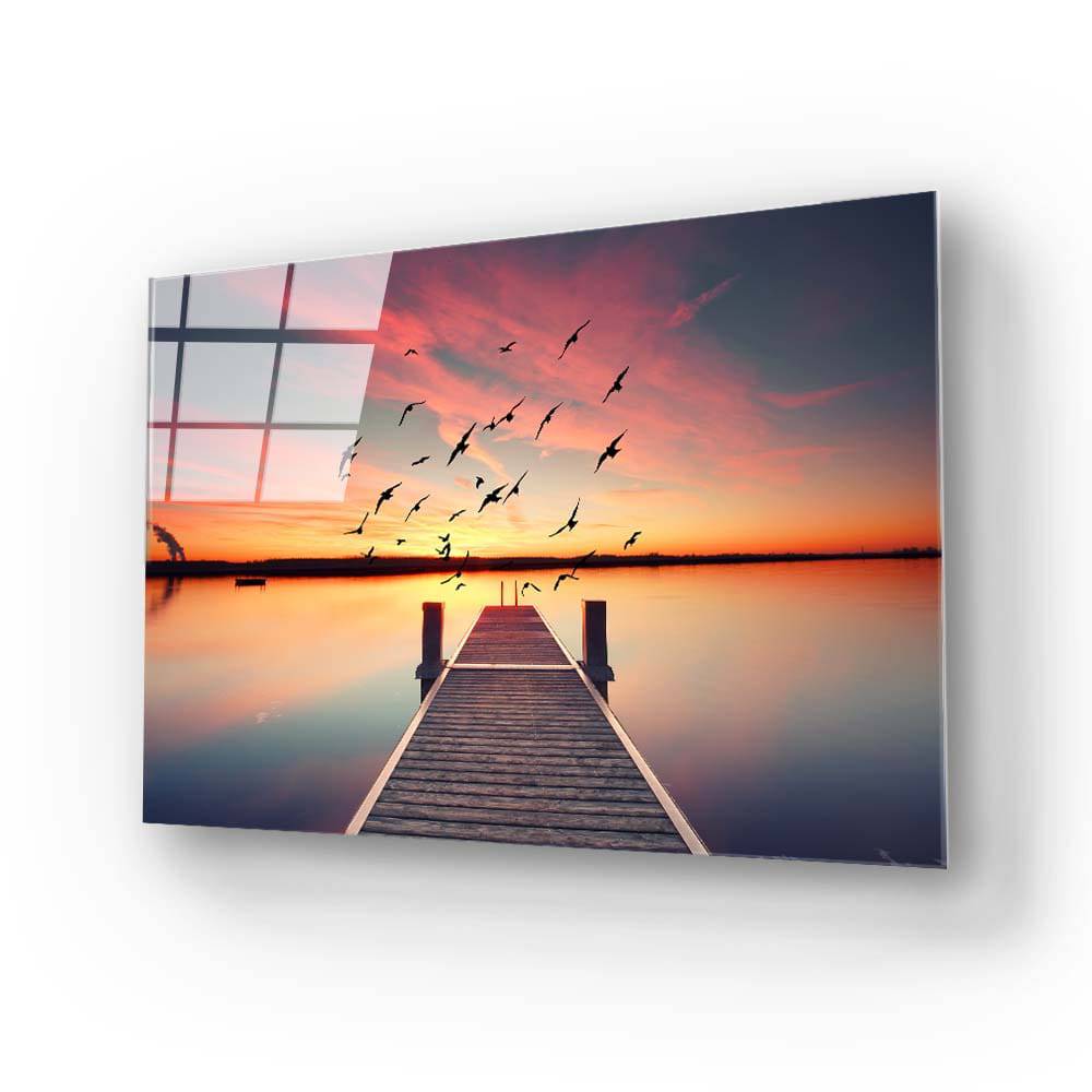 Sunset Pier Glass Wall Art - CreoGlass E-Shop