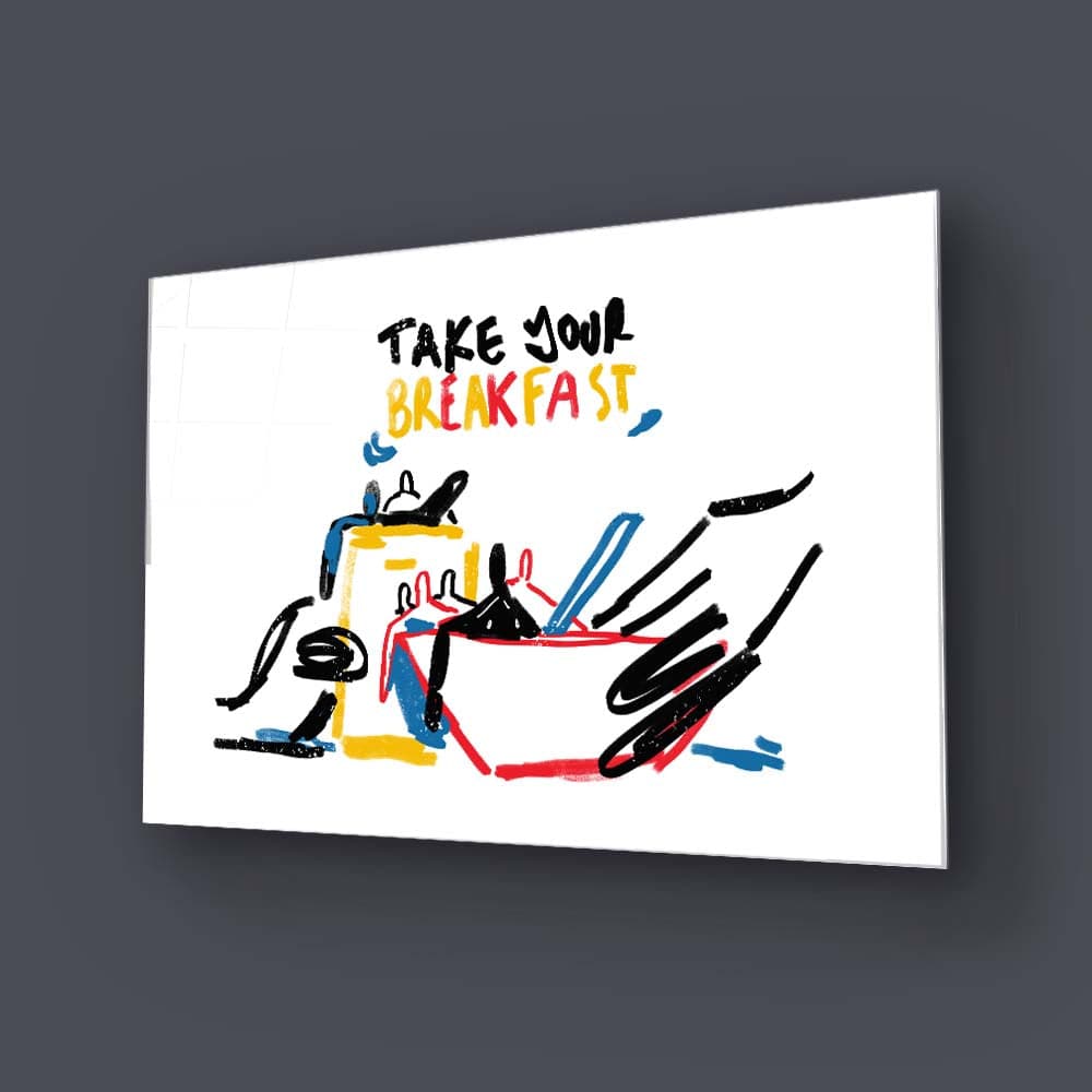 Take your Breakfast Abstract Glass Wall Art - CreoGlass E-Shop