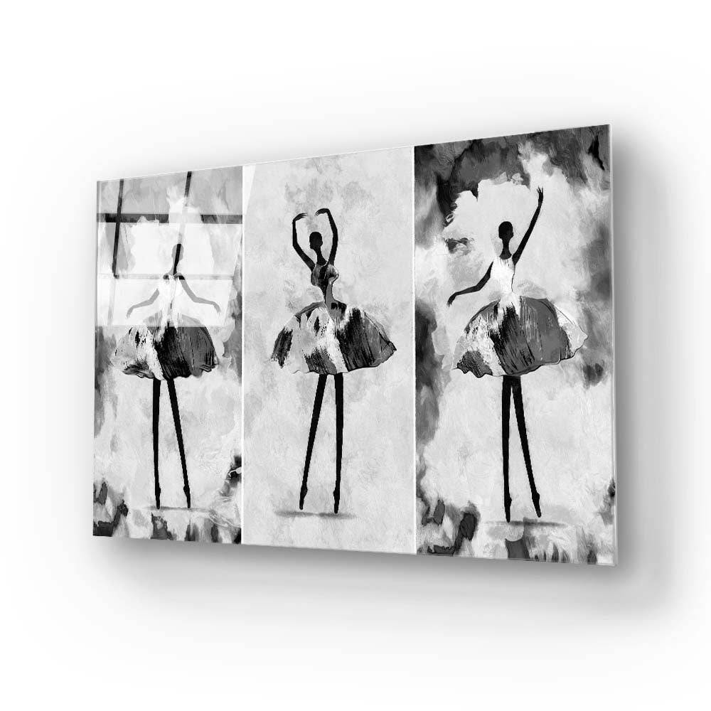 Trio of Ballerina Silhouettes Glass Wall Art - CreoGlass E-Shop