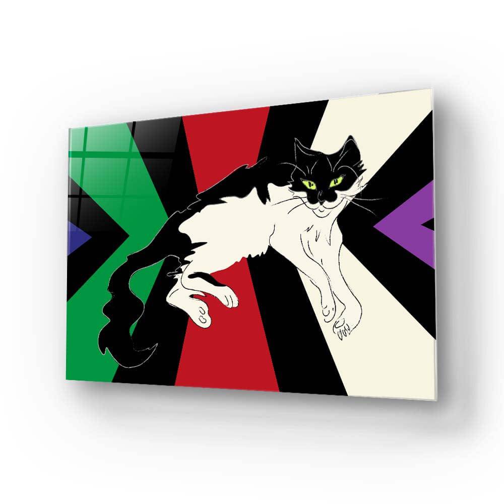 Tuxedo Cat Glass Wall Art - CreoGlass E-Shop