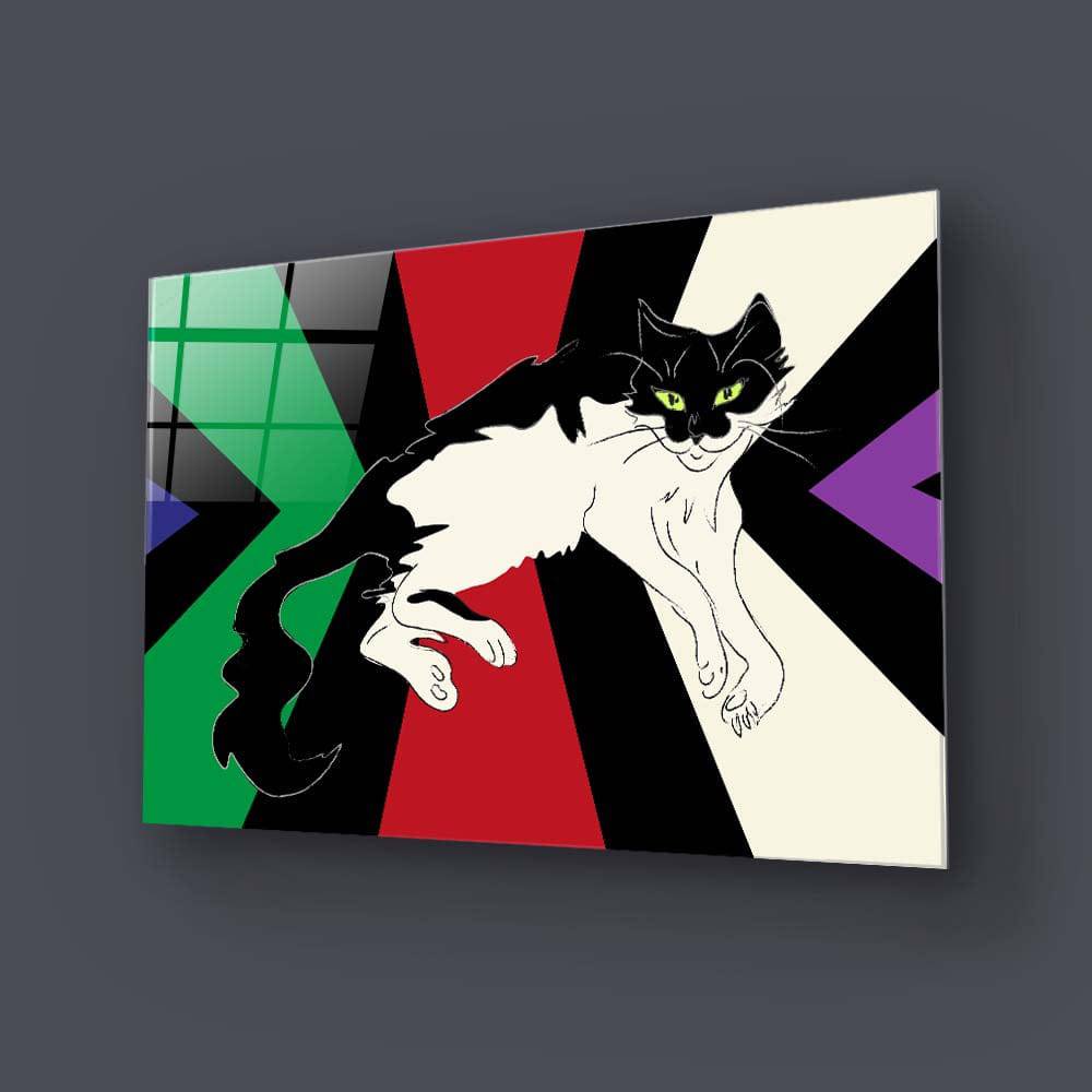Tuxedo Cat Glass Wall Art - CreoGlass E-Shop