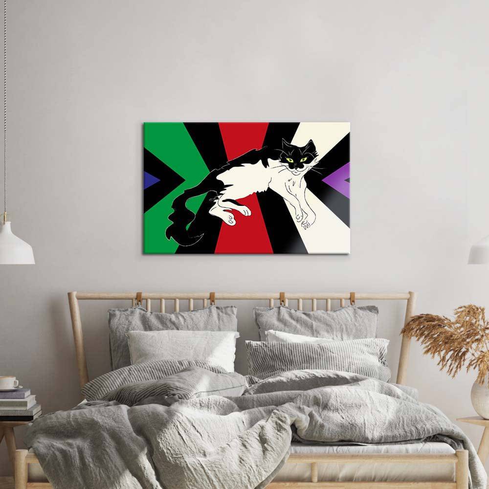 Tuxedo Cat Glass Wall Art - CreoGlass E-Shop