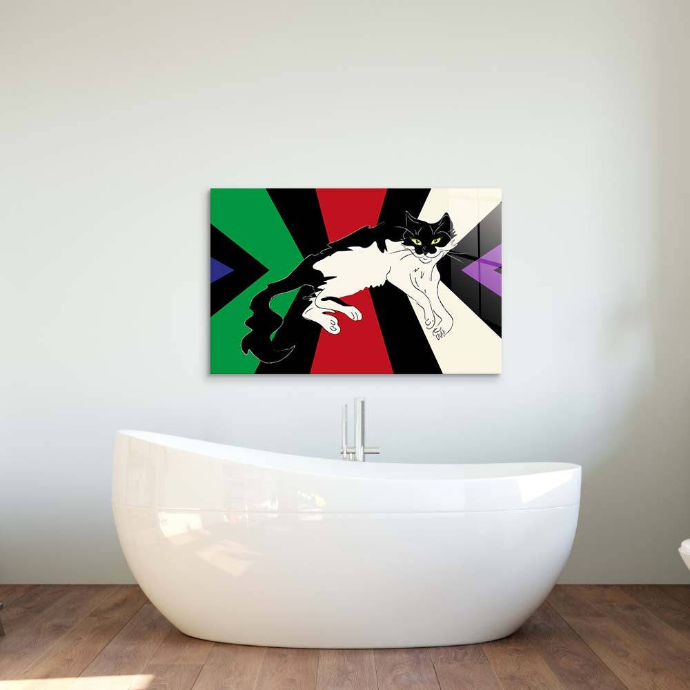 Tuxedo Cat Glass Wall Art - CreoGlass E-Shop