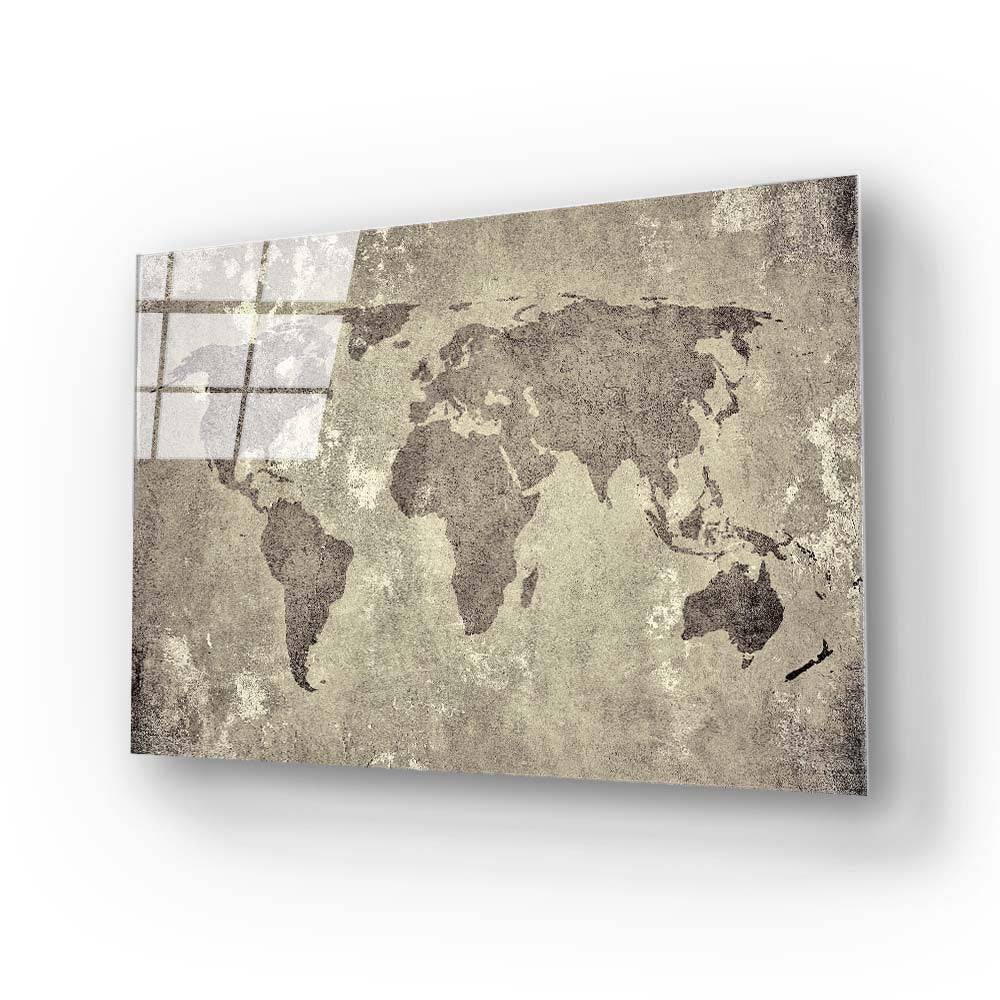 Vintage World Map Glass Wall Art - CreoGlass E-Shop