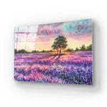 Watercolour Lavender Field Glass Wall Art - CreoGlass E-Shop