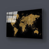 World Map in Black and Gold Glass Wall Art - CreoGlass E-Shop