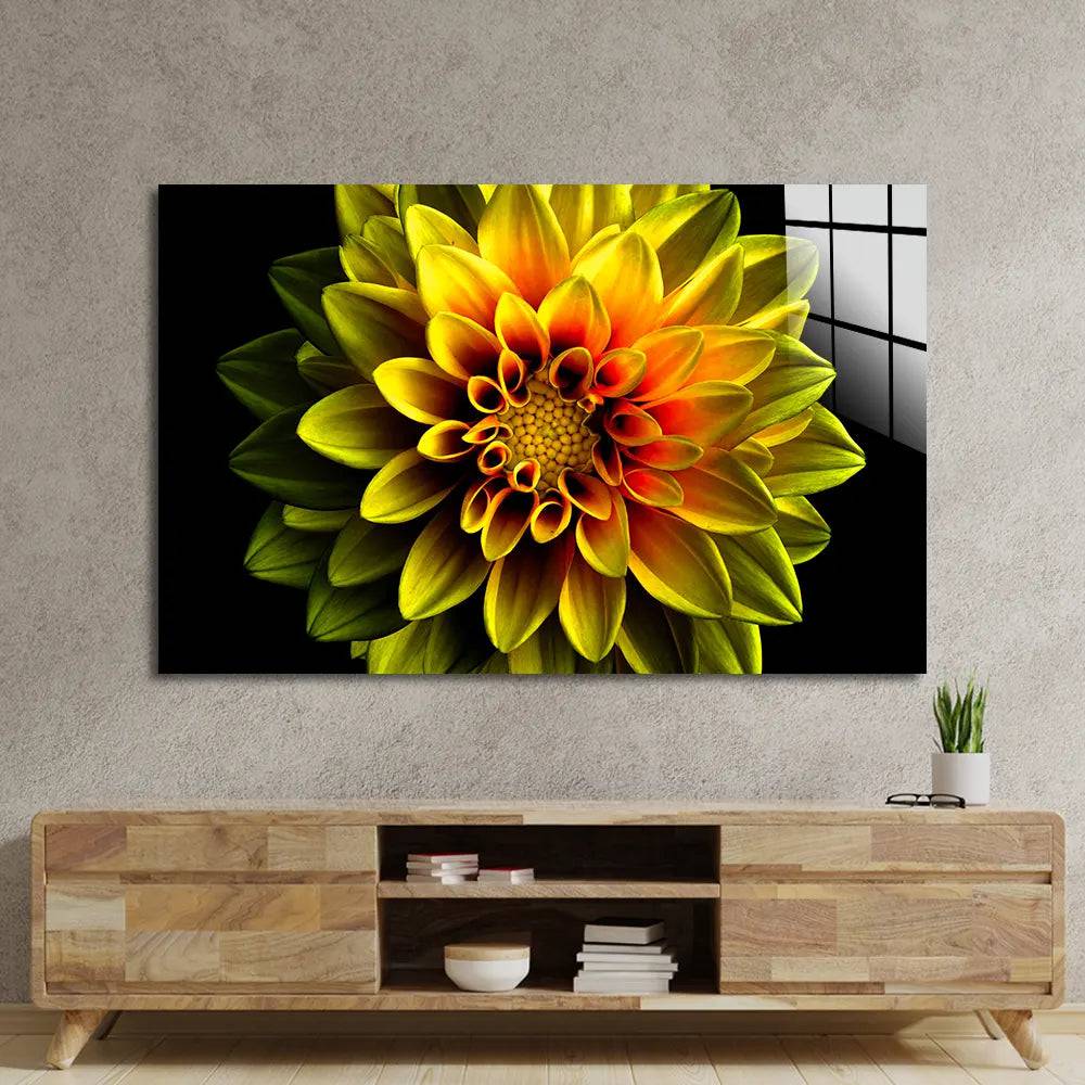 Yellow Dahlia Glass Wall Art - CreoGlass E-Shop