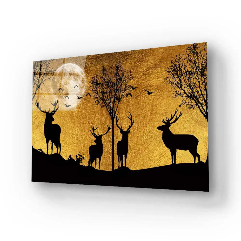3 Deer Forest Glass Wall Art - CreoGlass E-Shop
