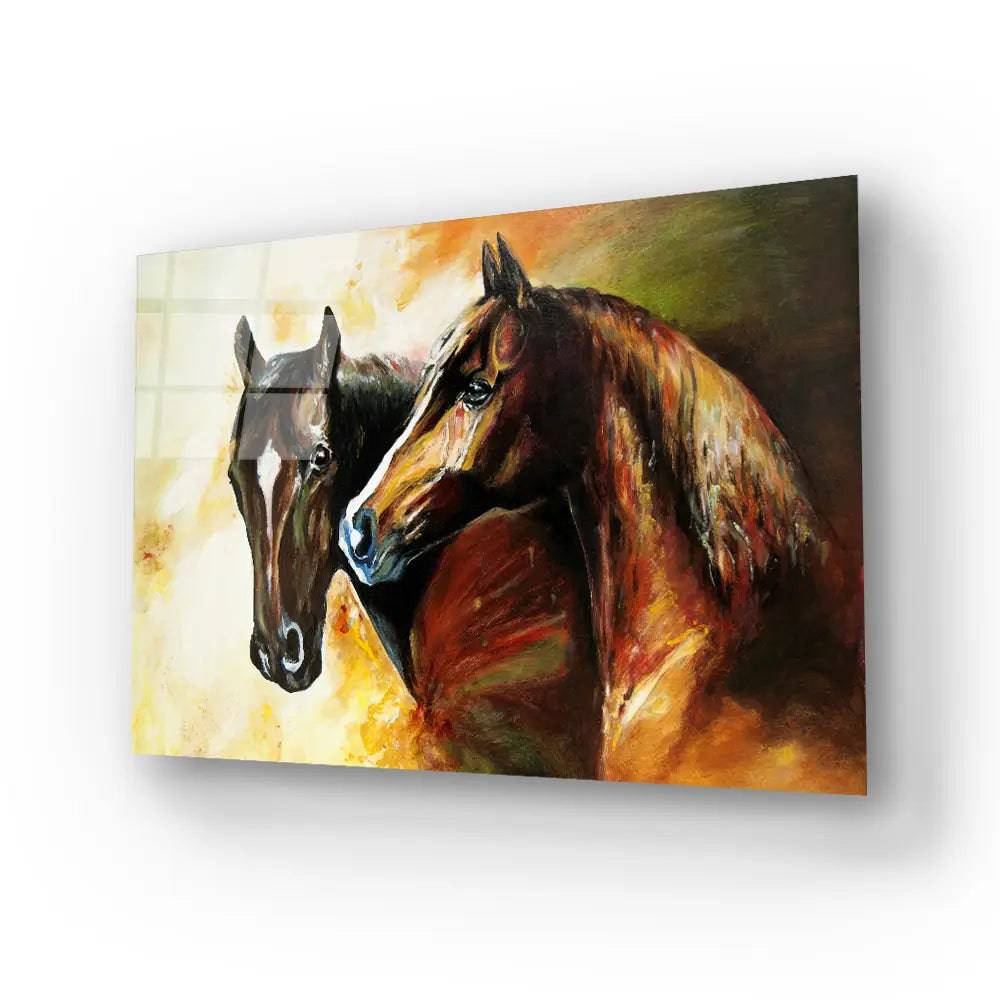 A Pair of Horses Glass Wall Art - CreoGlass E-Shop