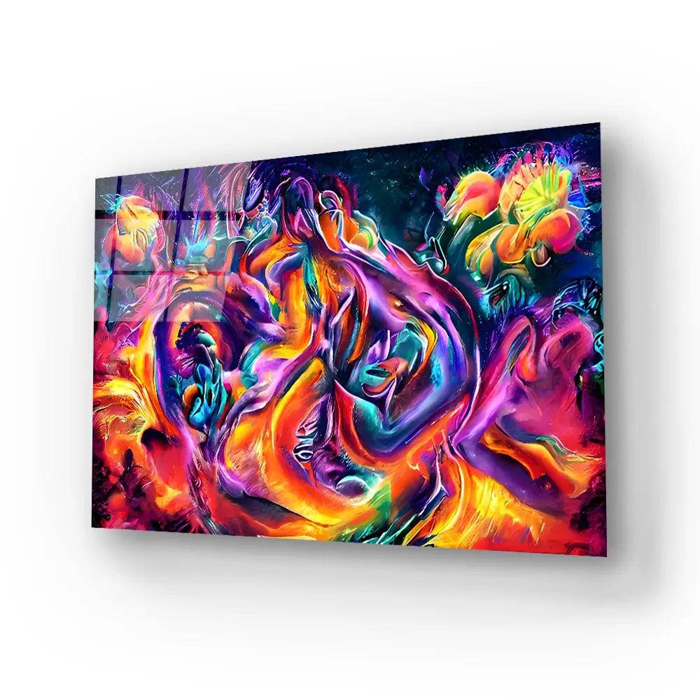 Abstract Colorful Canvas Texture Glass Wall Art - CreoGlass E-Shop