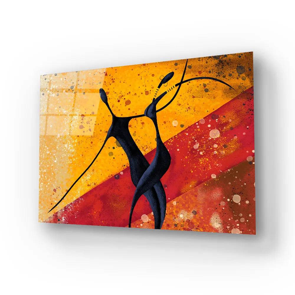 African Couple Dance Floor Glass Wall Art - CreoGlass E-Shop