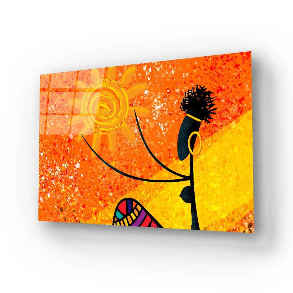 African Girl Holds Sun Glass Wall Art - CreoGlass E-Shop