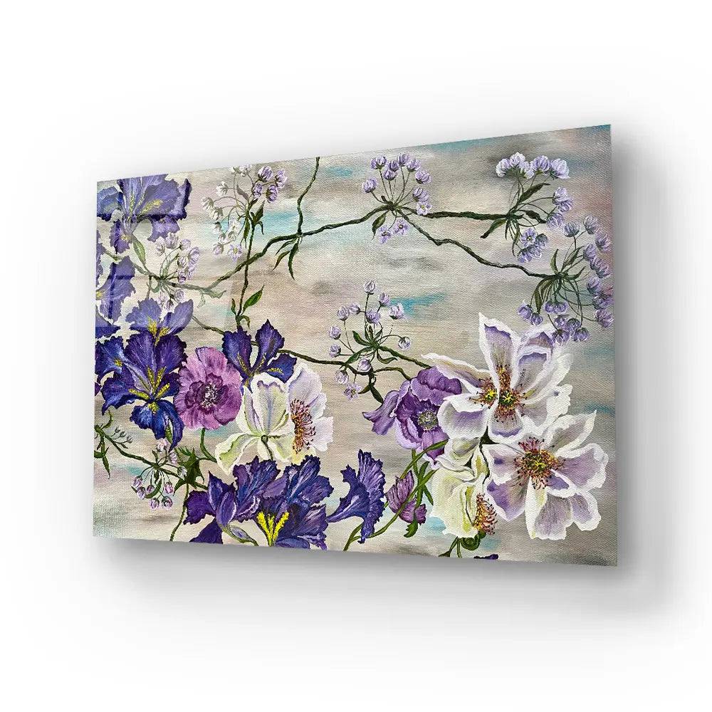 Canvas Flowers Glass Wall Art - CreoGlass E-Shop