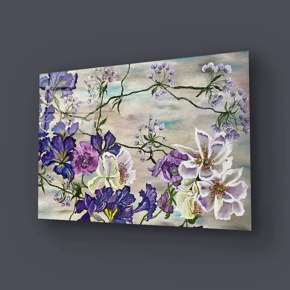 Canvas Flowers Glass Wall Art - CreoGlass E-Shop