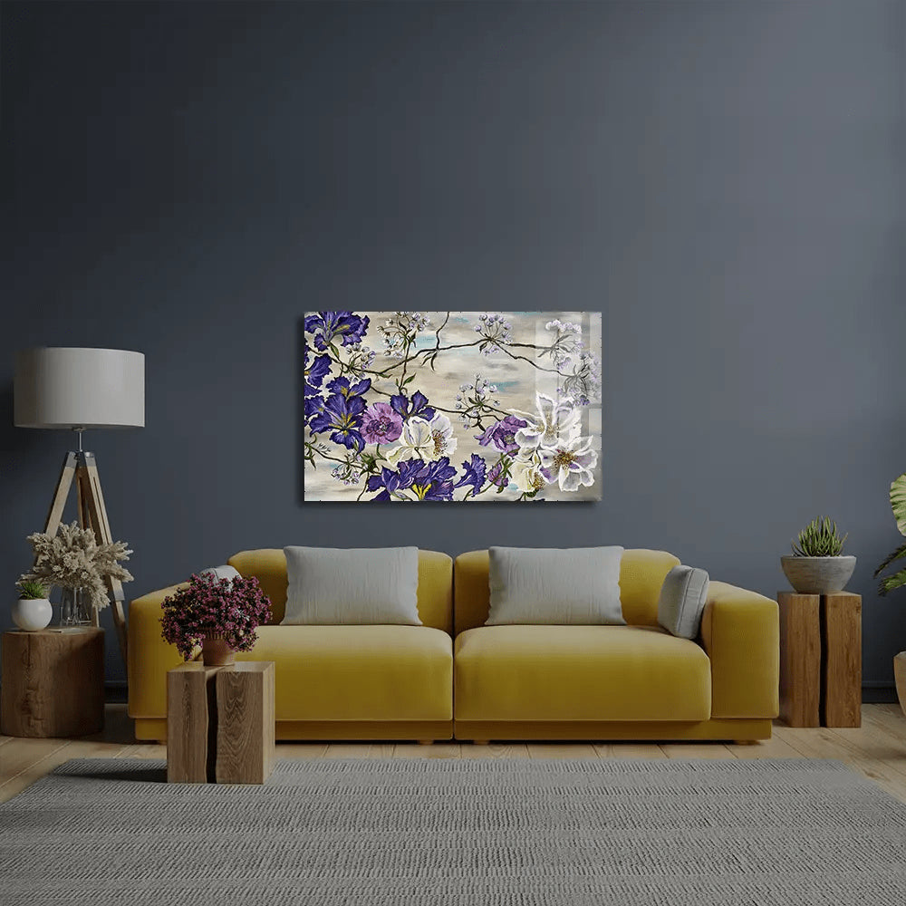 Canvas Flowers Glass Wall Art - CreoGlass E-Shop