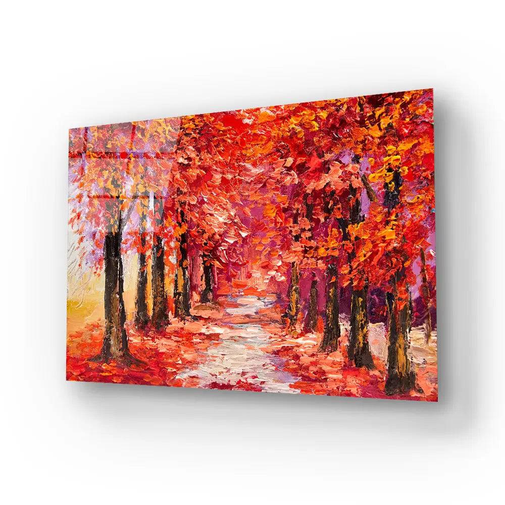 Colorful Autumn Trees Glass Wall Art - CreoGlass E-Shop
