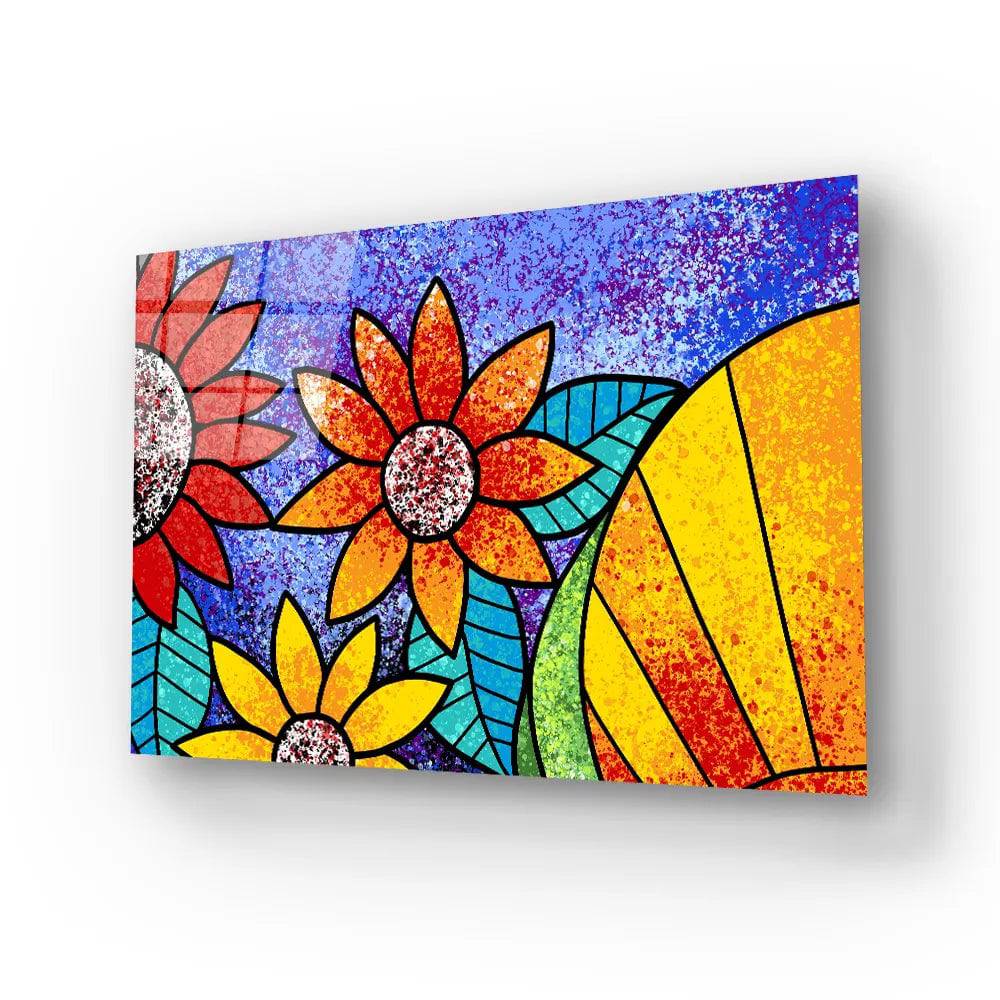 Colorful Flowers Glass Wall Art - CreoGlass E-Shop