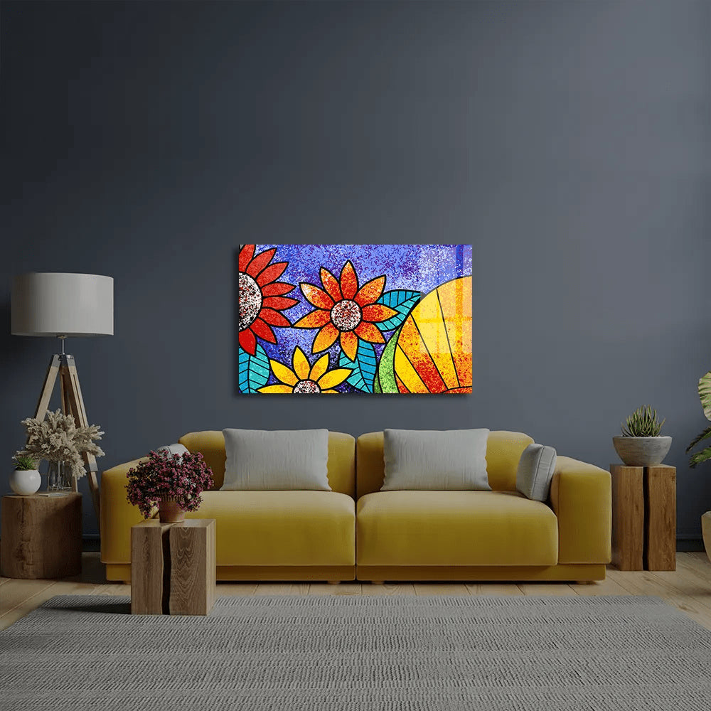 Colorful Flowers Glass Wall Art - CreoGlass E-Shop