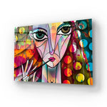 Cubism Woman Portrait Girl Design Glass Wall Art - CreoGlass E-Shop