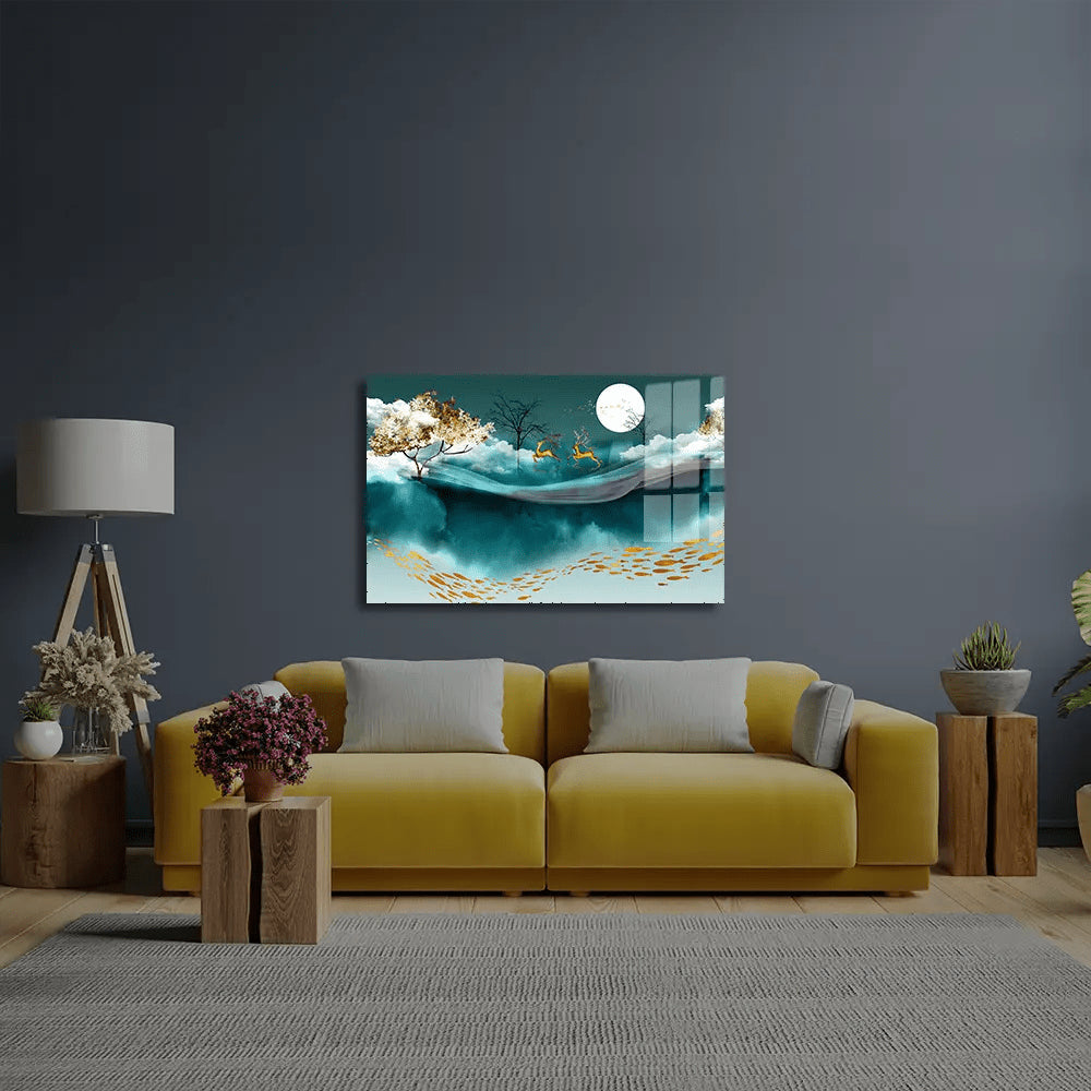 Deer Walking Across Forest Glass Wall Art - CreoGlass E-Shop