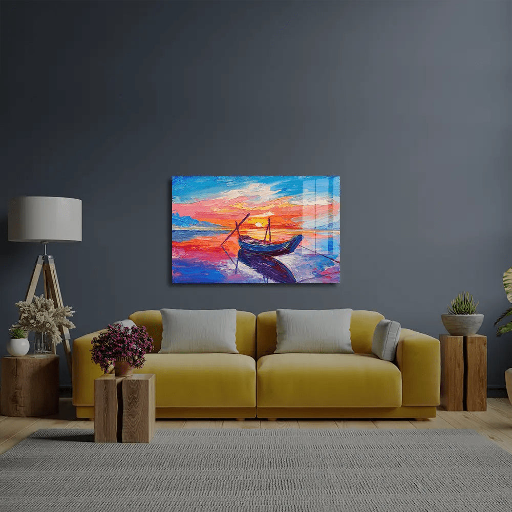 Fishing Boats Sea Glass Wall Art - CreoGlass E-Shop