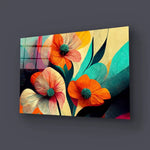 Flower Brush Line Art Glass Wall Art - CreoGlass E-Shop