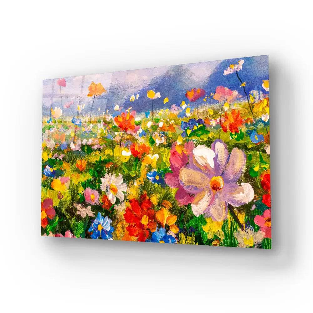 Flowers Monet Meadow Glass Wall Art - CreoGlass E-Shop