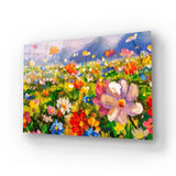 Flowers Monet Meadow Glass Wall Art - CreoGlass E-Shop