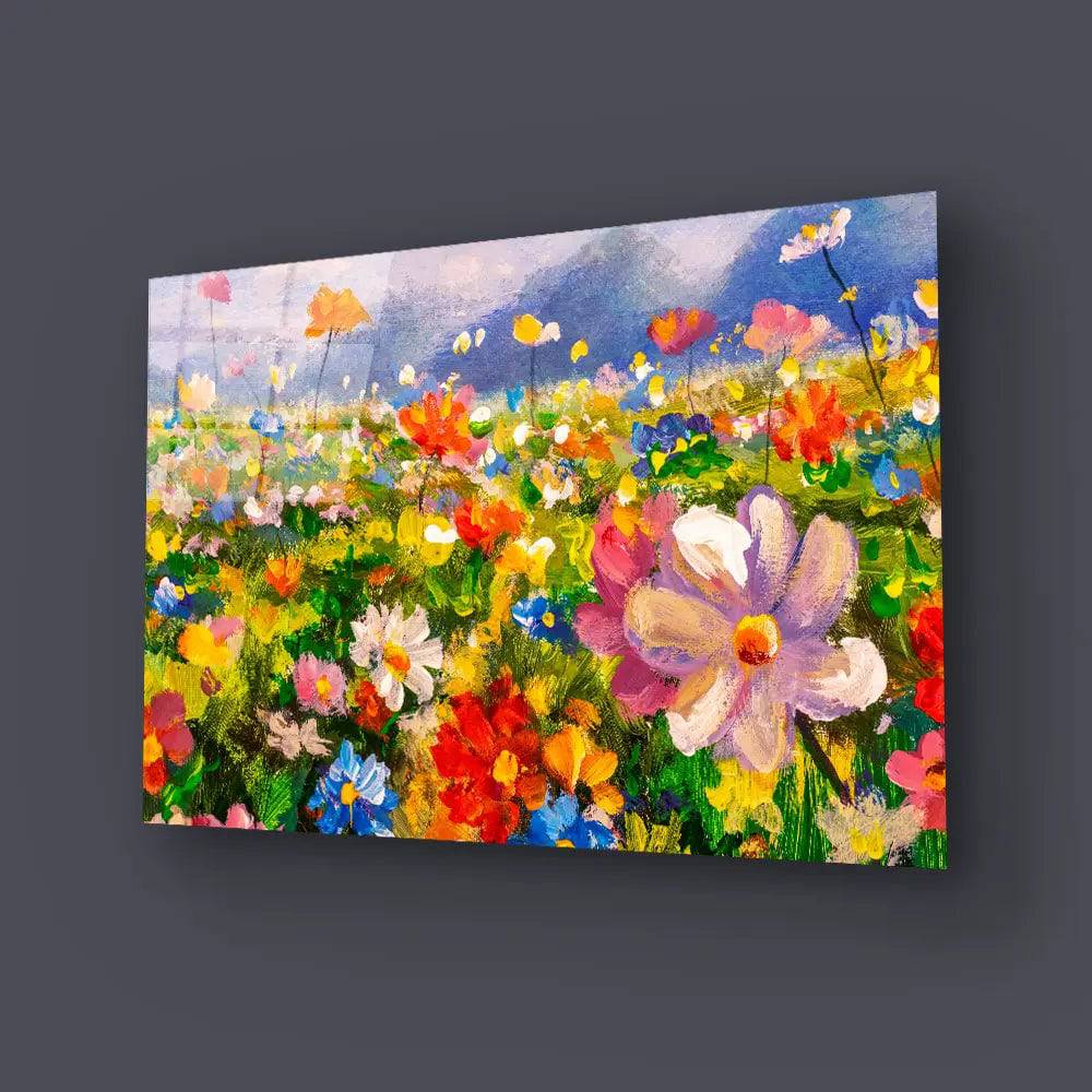 Flowers Monet Meadow Glass Wall Art - CreoGlass E-Shop