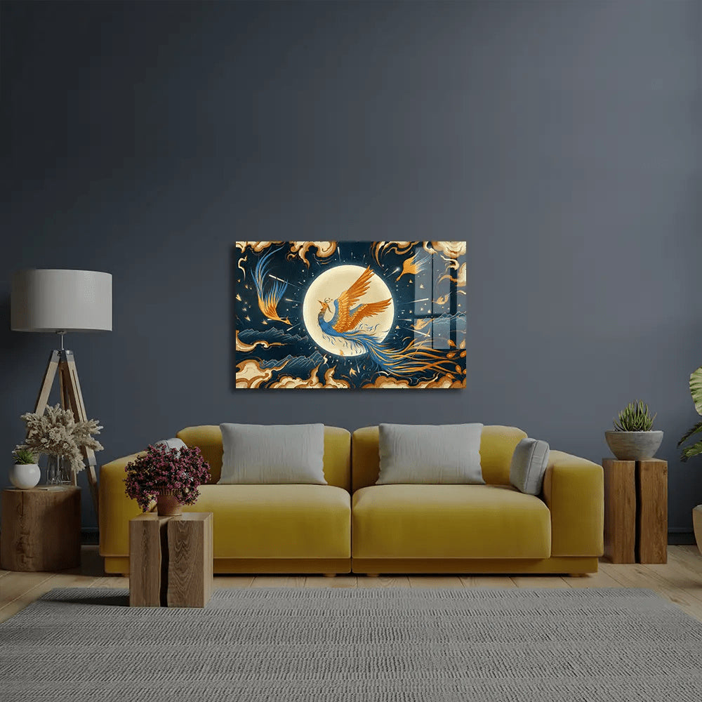 Flying Phoenix Glass Wall Art - CreoGlass E-Shop