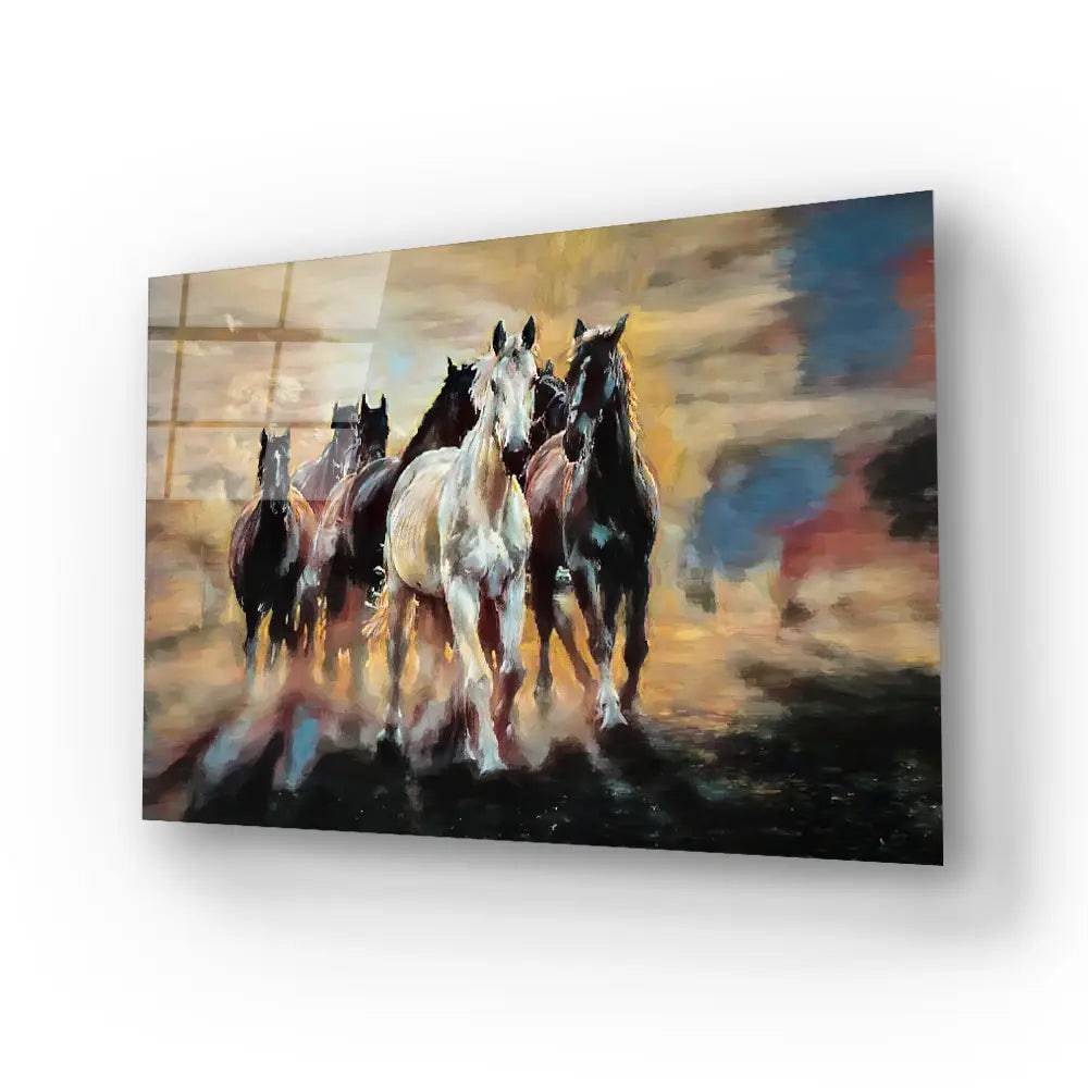 Herd Arabian Horses Glass Wall Art - CreoGlass E-Shop