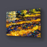Impressionism Close Up Painting Sunny Autumn Road Glass Wall Art - CreoGlass E-Shop