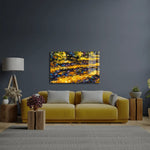 Impressionism Close Up Painting Sunny Autumn Road Glass Wall Art - CreoGlass E-Shop