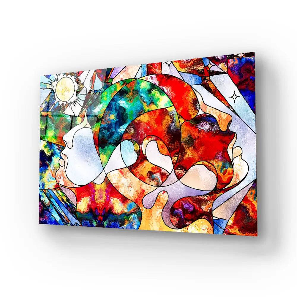 Lover's Heads Looking Up Glass Wall Art - CreoGlass E-Shop
