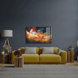 Man Boat Outer Space Colorful Cloud Glass Wall Art - CreoGlass E-Shop