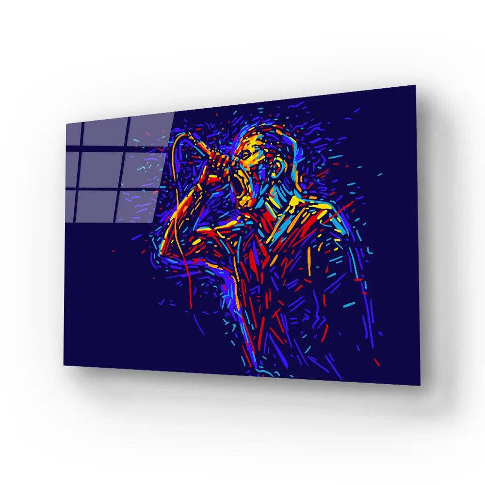 Man Singing Out Loud Pop Art Multicolored Glass Wall Art - CreoGlass E-Shop