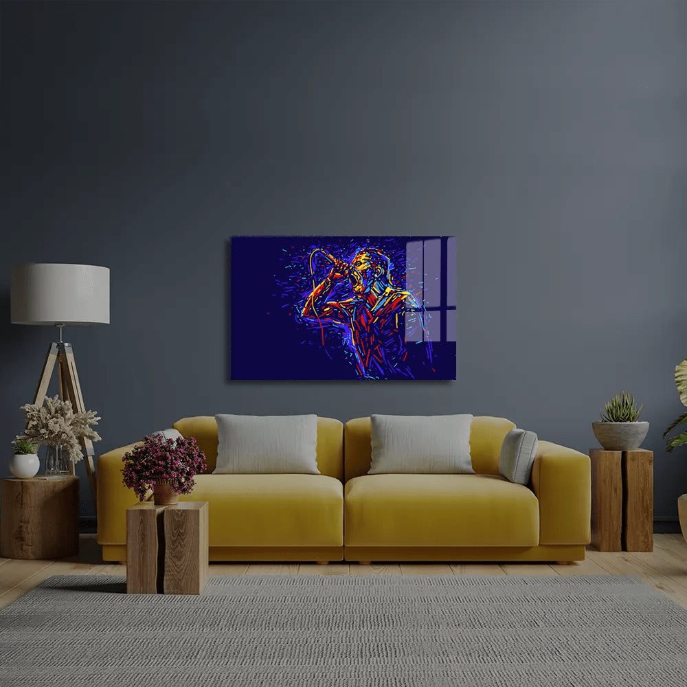 Man Singing Out Loud Pop Art Multicolored Glass Wall Art - CreoGlass E-Shop