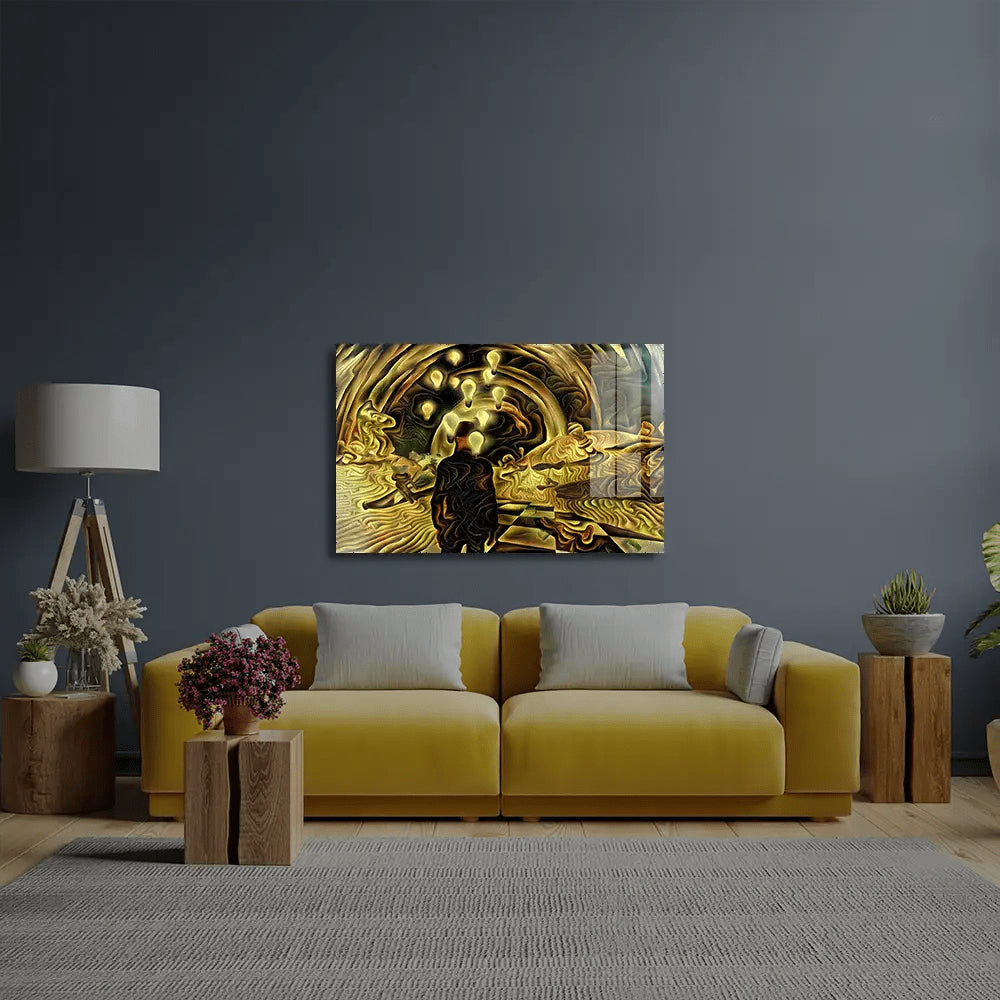 Man Surreal Desert Chess Pieces Glass Wall Art - CreoGlass E-Shop