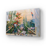 Oil Painting Garden View Bedroom Glass Wall Art - CreoGlass E-Shop