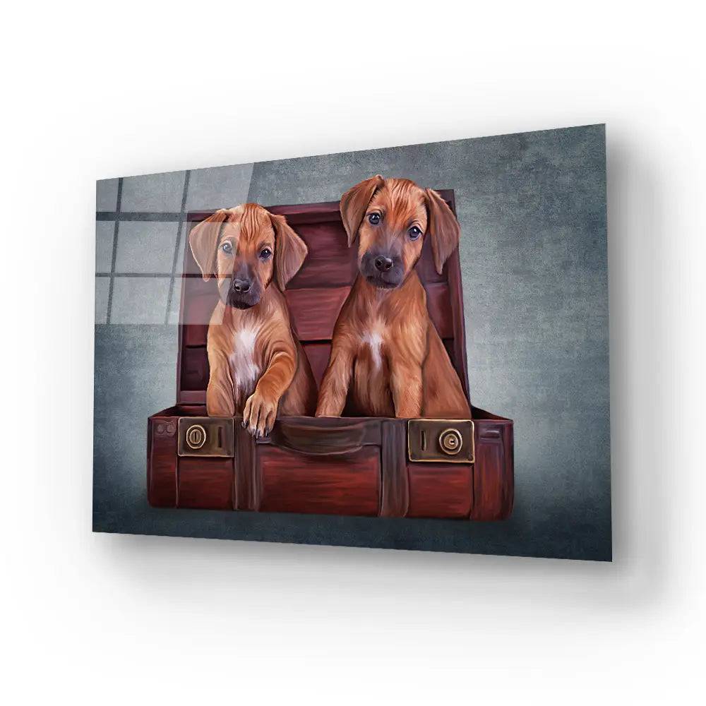 Puppies Rhodesian Ridgeback Glass Wall Art - CreoGlass E-Shop