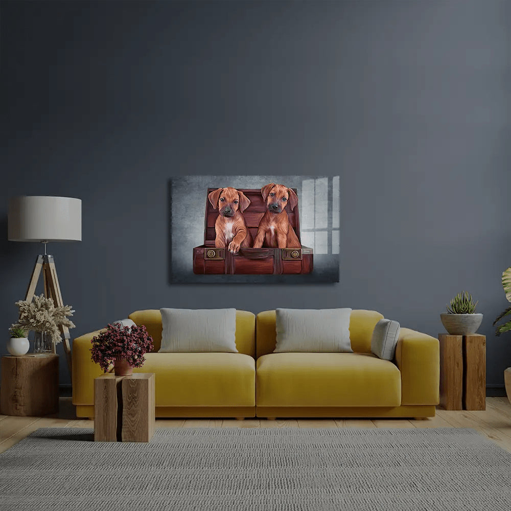 Puppies Rhodesian Ridgeback Glass Wall Art - CreoGlass E-Shop