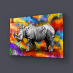 Rhinoceros Colorful Glass Wall Art - CreoGlass E-Shop