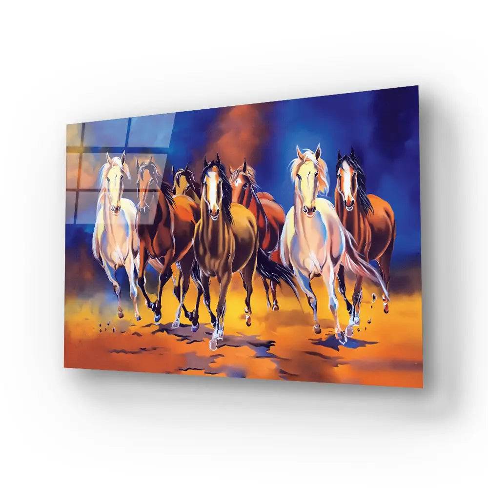 Seven Horse Glass Wall Art - CreoGlass E-Shop