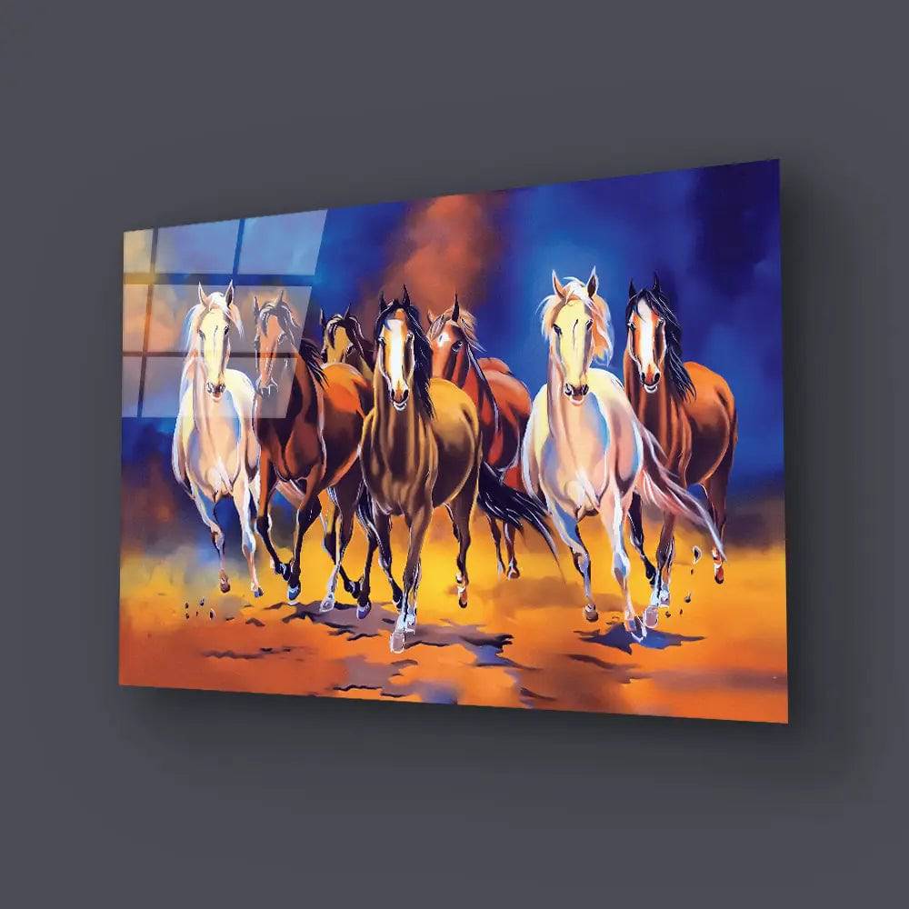 Seven Horse Glass Wall Art - CreoGlass E-Shop