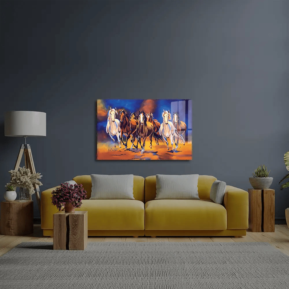 Seven Horse Glass Wall Art - CreoGlass E-Shop