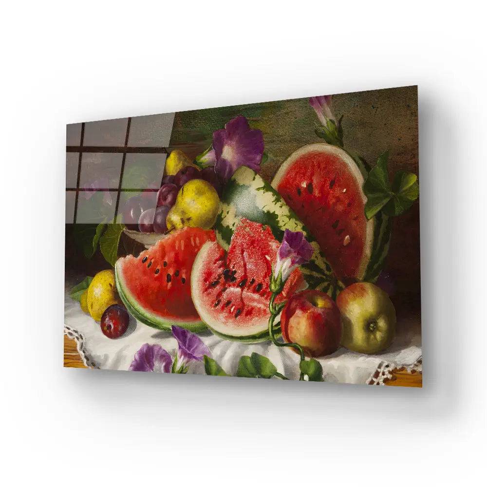Still Life With Watermelon Glass Wall Art - CreoGlass E-Shop